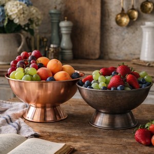 Grand saladier en cuivre martelé fait main, panier à fruits, centre de table décoratif, bol à salade, fournisseur de décoration d'intérieur de luxe - Product Image 6