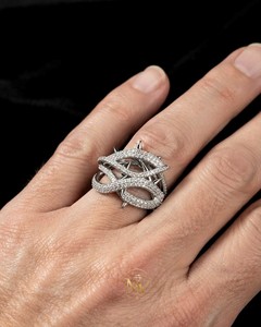 Spike Studded Mask Statement <b>Ring</b> VVS1 Real Moissanite Pave Crossover <b>Ring</b> 925 Silver <b>Gothic</b> Punk Wholesale Jewelry Manufacturer - Product Image 2