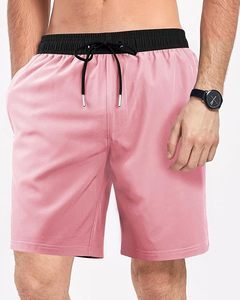 Short de bain unisexe d'été en tissu tissé uni anti-UV à taille élastique séchage rapide - Product Image 1