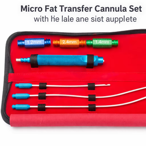 Juego de cánulas de microtransferencia de grasa con mango y adaptadores de tamaño codificados por colores para cirugía estética - Product Image 1