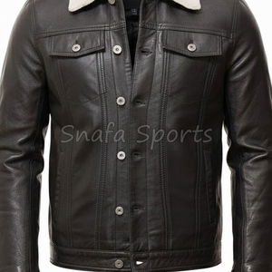 Veste en cuir véritable noir de qualité supérieure pour hommes, style bomber vintage, pour motards et vestes en cuir décontractées d'hiver - Product Image 3