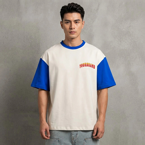 เสื้อยืดผู้ชายผ้าฝ้ายแท้ 100% หนัก 250GSM ทรงโอเวอร์ไซส์  แบบเรียบ  รับสกรีนโลโก้  ตัดต่อสี  ทรงหลวม  ผ้าหนา - Product Image 1