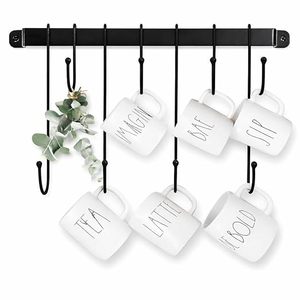Étagère murale en métal pour cuisine avec crochets pour tasses et ustensiles, support de rangement minimaliste pour l'organisation de la cuisine - Product Image 5