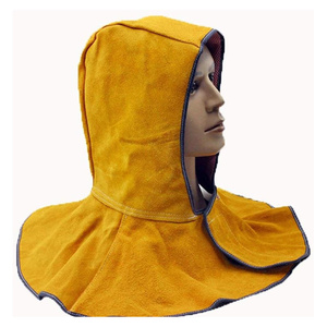 Couvre-casque de soudage en cuir de vachette fendu avec drapé pour le cou et les épaules, ignifuge, casquette de protection pour le soudage, unisexe - Product Image 1