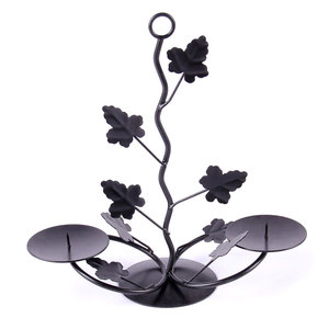 Handcrafted Wooden <b>Tree</b> of Life Tea <b>Light</b> Candle Holder | 3-Cup Metal Silhouette Votive Stand | Modern Luxury Home Decor Gift - Product Image 5