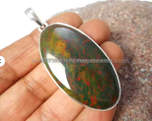 Pendentif en argent Sterling 925 Blood Stone, pendentif fait main, pendentif unisexe, grands bijoux de forme ovale, pendentif bohème pour cadeau - Product Image 2
