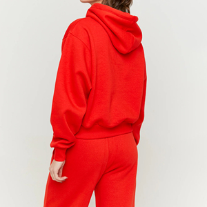 Sudadera con Capucha Roja para Mujer, Oversize, de Algodón Tejido, Casual, Estilo Pullover, Ropa Urbana para Otoño e Invierno, con Estampado de Letras - Product Image 6