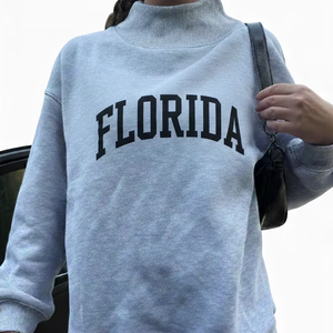 Sweat-shirt personnalisé à col montant pour femme, nouvelle mode, manches longues, toucher doux, polaire respirant en polyester/coton, hiver - Product Image 1