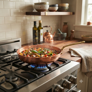 100% Pure Copper Hammered Frying <b>Pan</b>, Handmade Copper Skillet, Premium Chef Cooking <b>Pan</b>, Kitchen Cookware OEM ODM Wholesale - Product Image 3