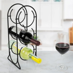 Support de bouteille de vin en métal sculptural, présentoir de table contemporain - Product Image 3