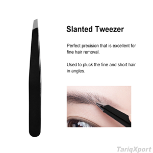 Wholesale High Quality Eco-Friendly Anti-Static Black Stainless Steel Eyelash Eyebrow Tweezers Set Slanted Pointed <b>Makeup</b> <b>Tools</b> - Product Image 6