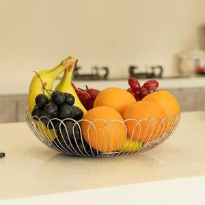 Panier à fruits en fil métallique rond, minimaliste, pour rangement de cuisine, facile à nettoyer, bol en métal à un seul niveau - Product Image 1