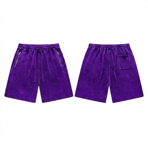 Shorts tissés noirs unis pour hommes, style décontracté, 100 % coton écologique, taille élastique avec poches - Product Image 4
