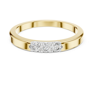 Anillo de Oro Amarillo de 14K con Diamante Cultivado en Laboratorio, Corte Redondo, para Mujer |   Ropa de Boda |   Diamante Cultivado Nuevo - Product Image 1