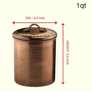 Hand-<b>Hammered</b> Antique Copper Storage Canister with <b>Loop</b> Handle Vintage Kitchen Countertop Sugar Coffee Tea Jar - Product Image 2