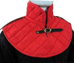 Protector de cuello medieval acolchado hecho a mano, gorgeta de algodón rojo, armadura de caballero, recreación histórica, Navidad, Halloween, Pascua - Product Image 2