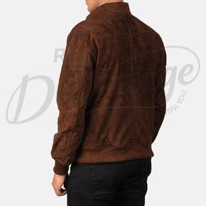 Blouson en daim de chèvre artisanal couleur cacao avec col côtelé minimaliste – Vêtement de luxe pour homme, toucher velouté, vente en gros - Product Image 5
