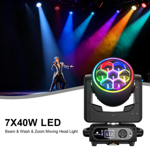 SHEHDS Luz de escenario móvil LED RGB 7×40W con zoom DMX512 para discoteca y club nocturno - Product Image 1