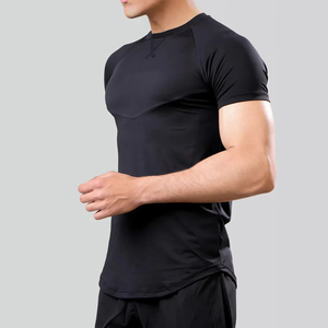 T-shirts de fitness pour hommes de qualité supérieure, coupe ajustée, tricotés, en spandex/polyester, confortables à porter, commande en gros disponible - Product Image 2