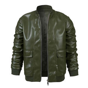 Chaqueta de Invierno de Cuero Genuino Original para Hombre, Estilo Clásico y Moderno, para Motociclistas, Impermeable, con Forro de Poliéster y Cuello Alto - Product Image 1
