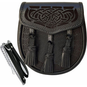 Kilt Escocés, Semi Vestido, Sporran, 100% Cuero Genuino, Borlas con Nudos, Traje Highland - Product Image 1