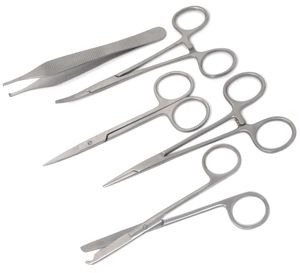 ชุดเครื่องมือผ่าตัดสัตว์ 5 ชิ้น ทำจากสแตนเลสสตีล ประกอบด้วยคีมเย็บแผลแบบใช้มือ กรรไกร ที่จับเข็ม ได้รับการรับรองมาตรฐาน ISO13485 - Product Image 5