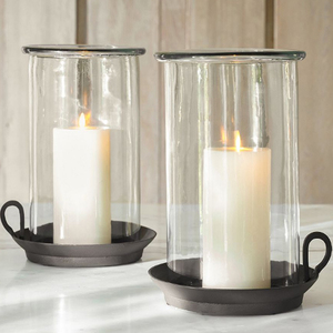 Candelabro Hurricane con Cúpula de Vidrio y Base de Hierro, Elegantes Portavelas Decorativos para Sala de Estar - Product Image 5