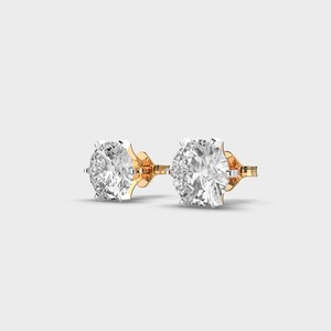 IGI Certified Lab Grown Round Brilliant Diamond Stud <b>Earrings</b> 9K Yellow / White / Rose Gold 6 Prong Solitaire Diamond <b>Earrings</b> - Product Image 2