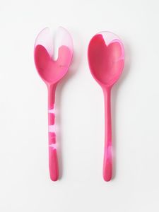 Modern Eco-Friendly Washable Resin Salad <b>Server</b> Set with Custom Color Large Spoon & Fork for Home Kitchen Use - Product Image 3