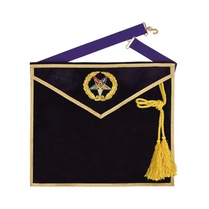 Delantal Masónico de Cuero OES Worthy Patron con Bordado a Mano de Corona de Laurel, Color Personalizado, Forma Cuadrada, Alta Calidad - Product Image 1