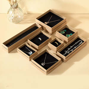 Boîte à bijoux en carton brun personnalisée, emballage cadeau personnalisé pour bagues, pendentifs et colliers - Product Image 4