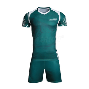 Ensemble uniforme de volley-ball pour hommes, vert et jaune dégradé, manches courtes, respirant, 100% polyester, imprimé sur le devant, short - Product Image 3