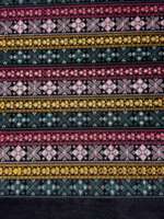 Tissu en velours noir élégant et raffiné avec broderie à rayures diamantées de style bohème pour vestes, dupattas et confection de robes sur mesure