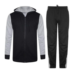 Men's Black Gray Custom Logo Breathable Casual Plus Size Tops XL Winter Hot Selling Full Zipper Track Suits Sets Style - Product Image 1