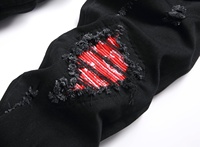 Jeans pour homme, coupe classique, déchirés, extensibles, noirs, style hip-hop, streetwear, mode printemps, 100% coton