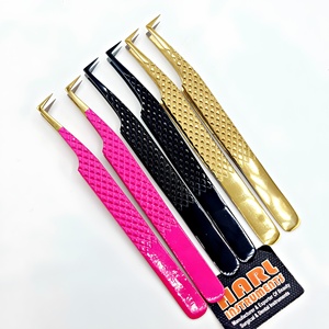 Fiber Tips Eyelash Extension Tweezers Multi-Color Short Thick Tip 90 Angle Boot Eyelashes Tweezer Eyelash Beauty Tools - Product Image 2
