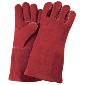 Gants de soudeur confortables en cuir de vachette pleine fleur avec doublure en tissu, équipement de sécurité industriel résistant aux étincelles et à la chaleur - Product Image 4