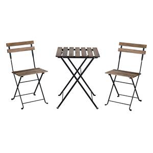 BENK Diseño tradicional Acacia Bistro Set Metal Aplicación al aire libre para balcón para uso en apartamentos o villas - Product Image 1
