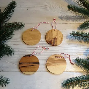 เครื่องประดับที่ทำจากไม้ทำด้วยมือประดับต้นคริสต์มาสและลูกบอลกลมของตกแต่งต้นไม้ในวันหยุดตามธรรมชาติสำหรับตกแต่งบ้านตามเทศกาล - Product Image 4