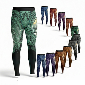 Leggings de compresión 100% de alta calidad, cintura alta, estampado personalizado, deportivos, de secado rápido, para entrenamiento, correr, gimnasio, fitness, para hombre. - Product Image 1