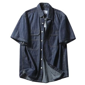 Men's 100% Cotton Stonewash Denim Turn-down Collar Full Sleeve Shirt Topstitch Pockets Solid Color Eco-Friendly Breathable - Product Image 1