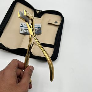 Pince à extensions de cheveux professionnelle en acier inoxydable plaqué or, impression de logo personnalisée, instrument de beauté pour cheveux - Product Image 1