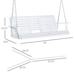 Dondolo Tradizionale in Legno a 3 Posti con Finitura Bianca, Impermeabile, Pieghevole, con Tavolino e Portabicchieri per Soggiorno, Patio e Parco - Product Image 3