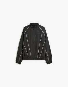 Ensemble de survêtement unisexe coupe-vent réfléchissant avec passepoil, veste et pantalon légers en polyester à fermeture éclair, vente en gros OEM - Product Image 4