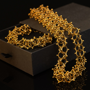 <b>Adjustable</b> Lantern Chain <b>Bracelet</b> for Women 18K Gold PVD Plated Stainless Steel Bold Woven Hollow Geometric Round Ball Link - Product Image 4