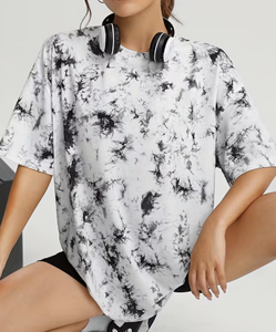 เสื้อยืดคอกลมโอเวอร์ไซส์สำหรับผู้หญิง |   ผ้าถักโพลีเอสเตอร์/คอตตอนพิมพ์ลายตามสั่ง |   เสื้อผ้าขายส่งแบบแขนยาวทรงหลวม - Product Image 1
