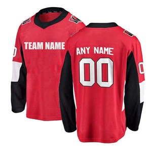 Camiseta de hockey sobre hielo blanca personalizada, unisex, de manga larga, con estampado sublimado, que absorbe la humedad, transpirable, de poliéster, con cuello en V, nombre del equipo, cualquier diseño - Product Image 2