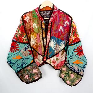 Handmade <b>Kantha</b> Boho <b>Jacket</b> Quilted Patchwork Coat Women Vintage Cotton Floral Outerwear - Product Image 6
