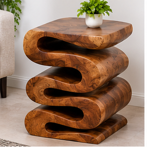 Table basse rectangulaire moderne en bois massif, sculptée à la main, table d'appoint décorative pour salon, hôtel, villa - Product Image 1