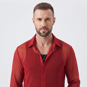 Camisa Transparente para Hombre, 100% Poliéster, Estilo Moderno, Sexy, Ligera, con Cuello Camisero, para Discoteca - Product Image 4